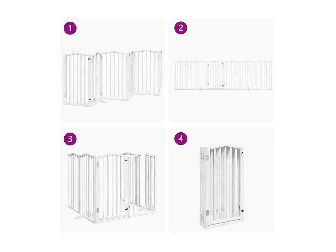 Portão para cães com porta dobrável 6 painéis 300 cm álamo branco