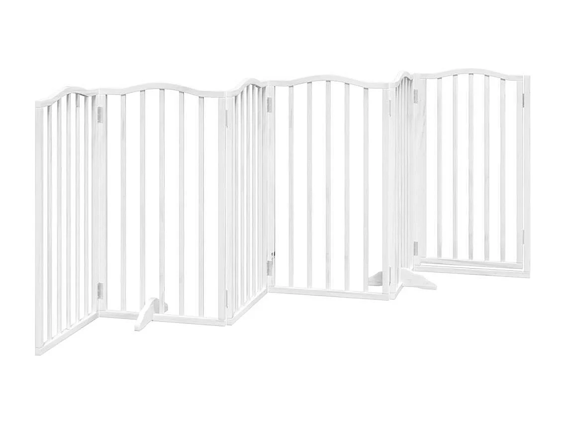 Portão para cães com porta dobrável 6 painéis 300 cm álamo branco