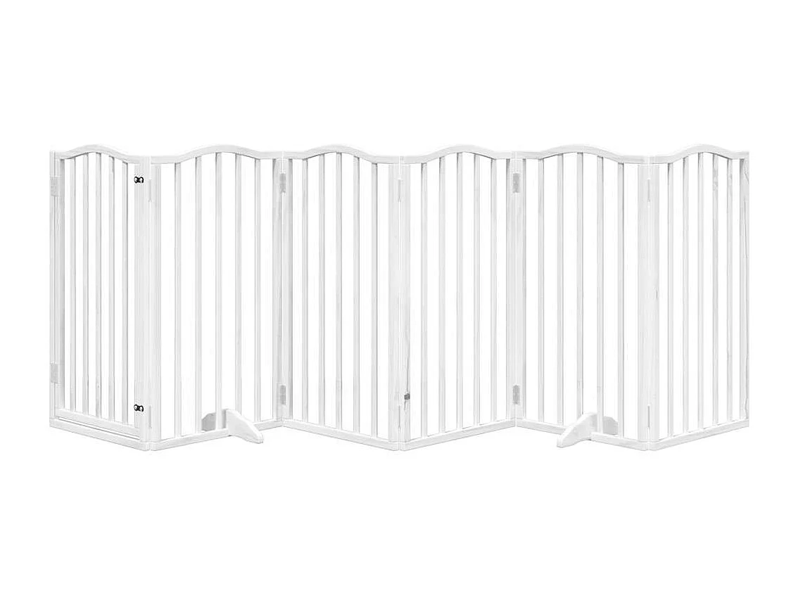 Barrière pour chiens et porte 6 panneaux blanc bois de peuplier