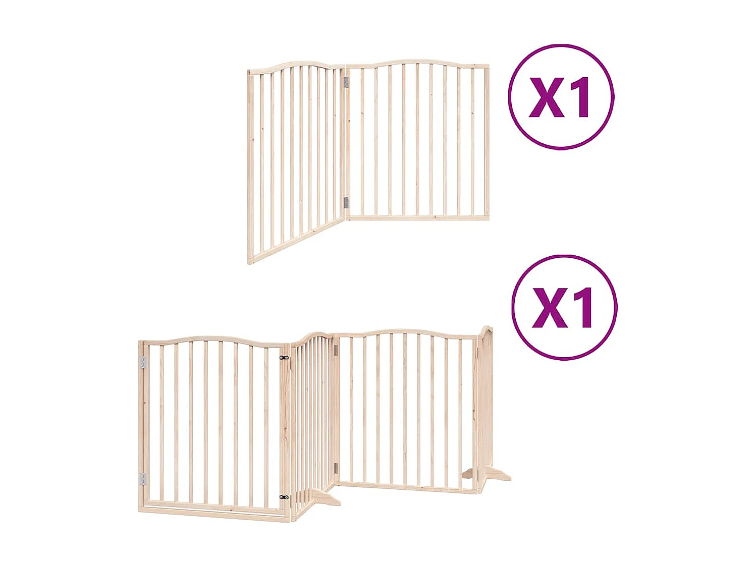 Puerta para perros plegable 6 paneles madera de álamo 480 cm