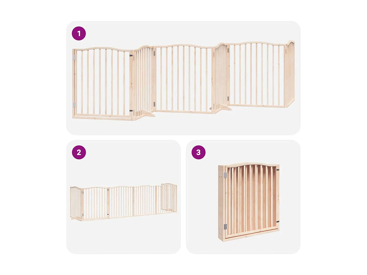 Puerta para perros plegable 6 paneles madera de álamo 480 cm