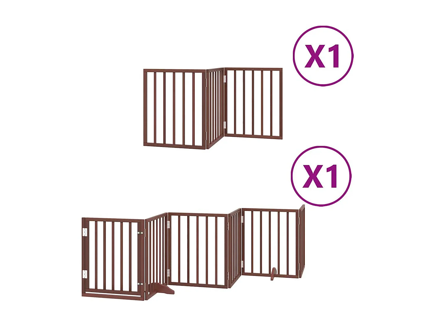 Puerta de perros plegable 9 paneles madera álamo marrón 450 cm