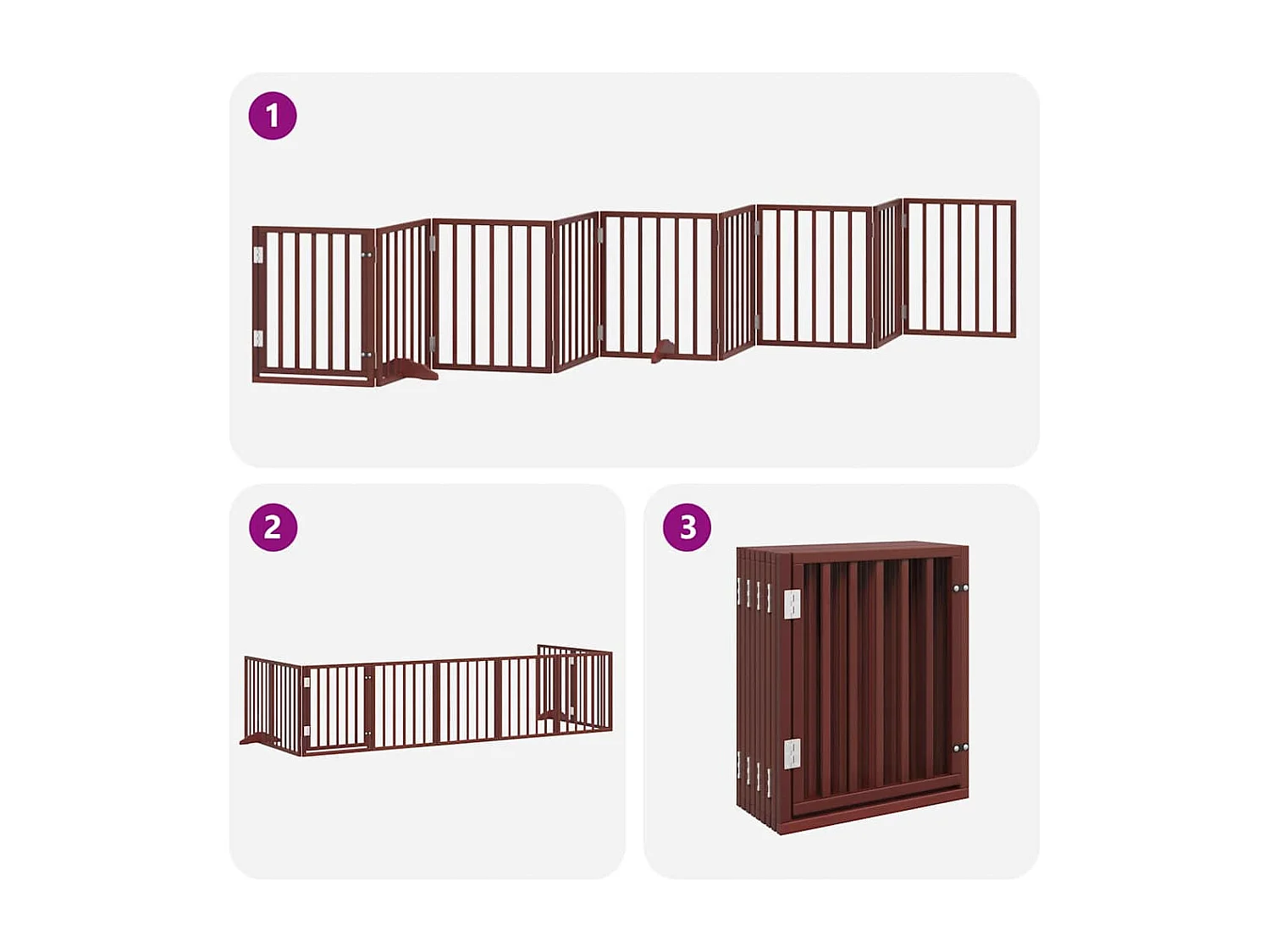 Puerta de perros plegable 9 paneles madera álamo marrón 450 cm