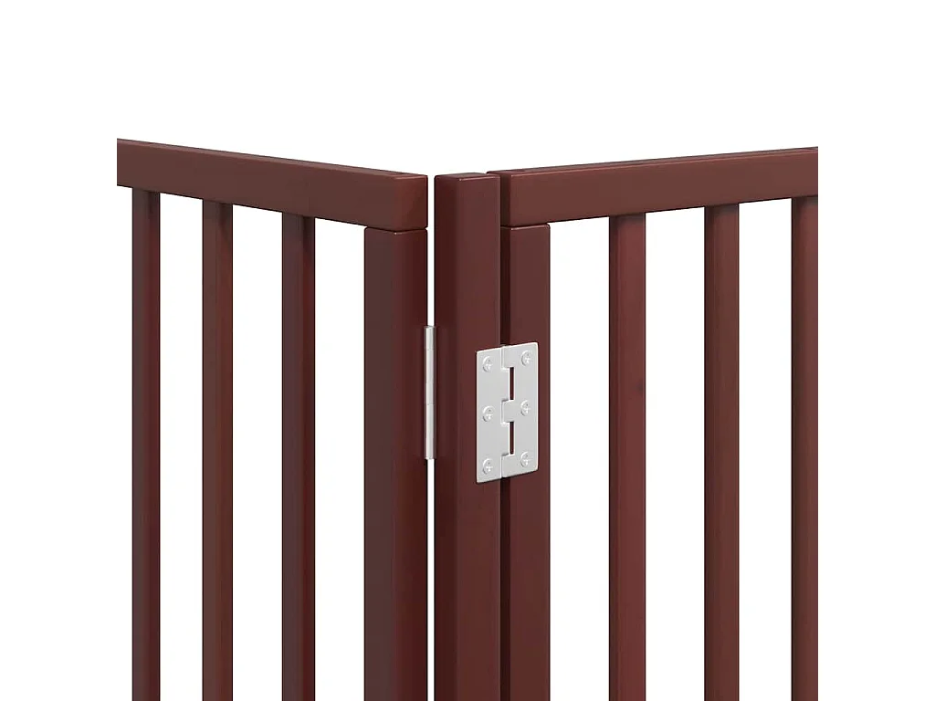 Puerta de perros plegable 9 paneles madera álamo marrón 450 cm