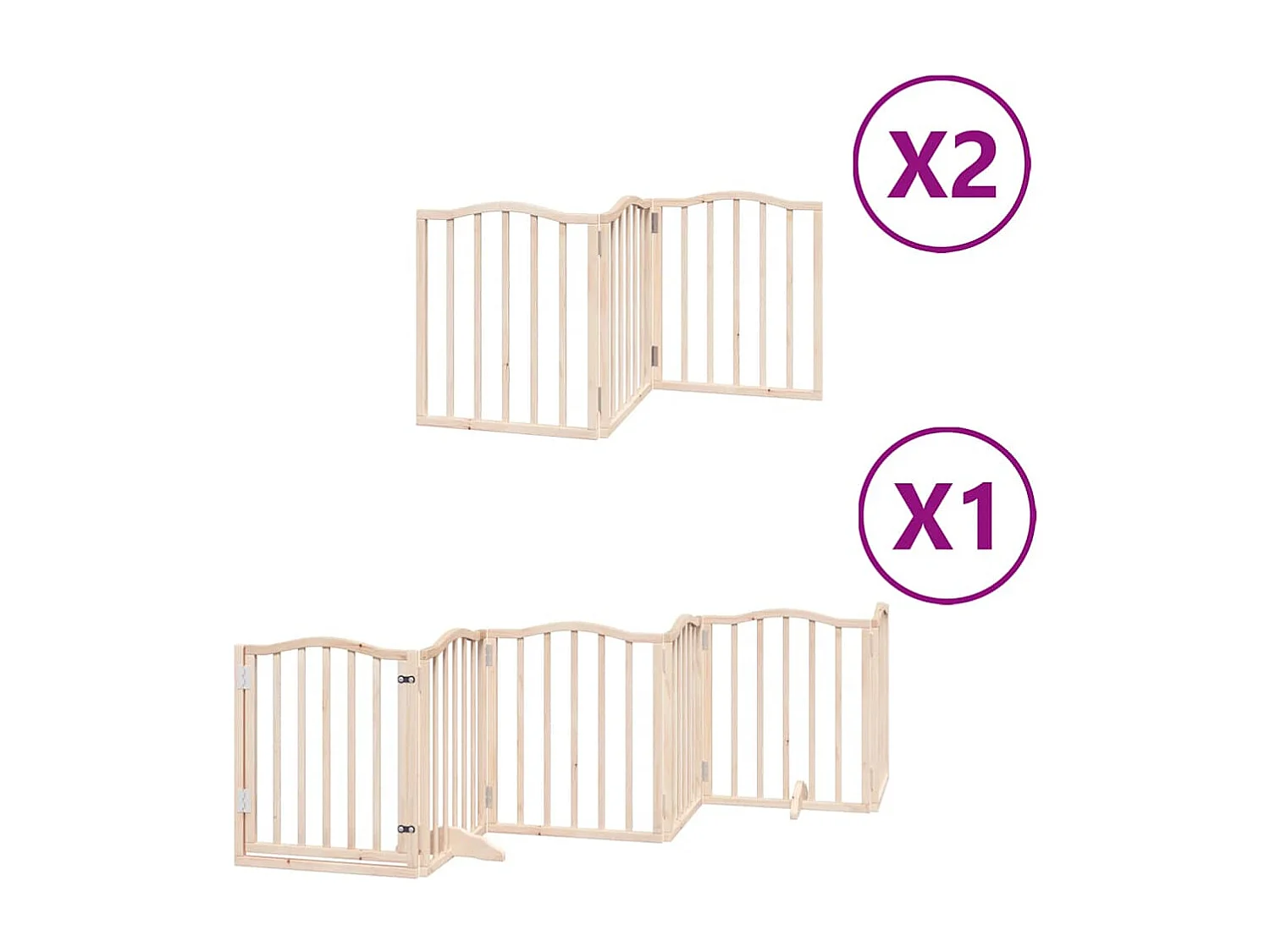 Barrière pour chien porte pliable 12 panneaux bois de peuplier