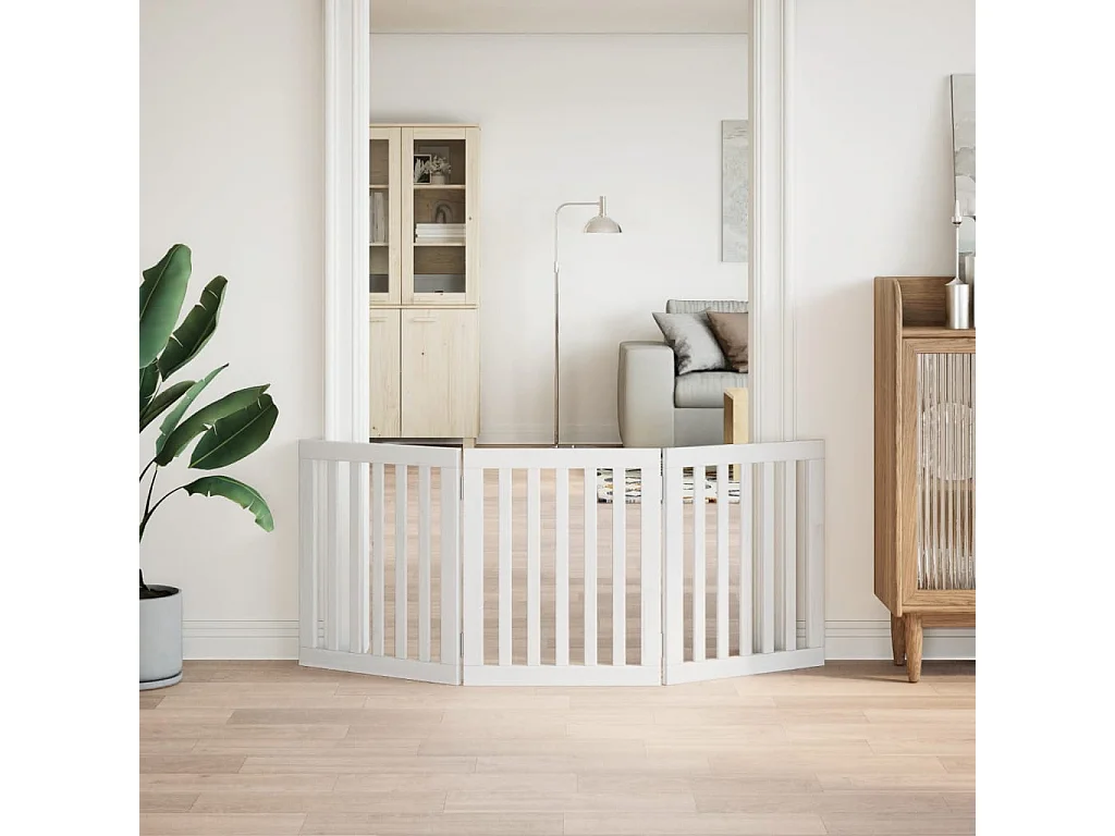 Portão para cães dobrável 3 painéis 150 cm álamo branco