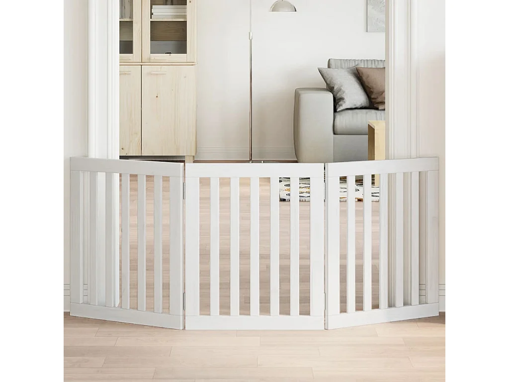 Barrière pour chien pliable 3 panneaux 150 cm bois de peuplier