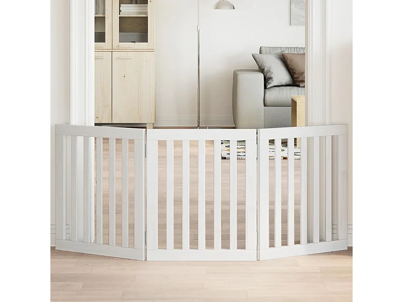 Barrière pour chien pliable 3 panneaux 150 cm bois de peuplier