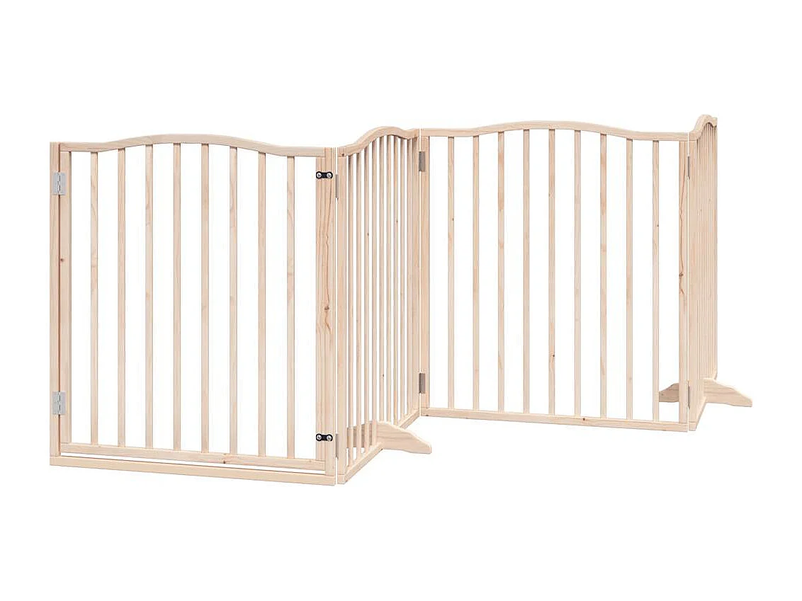 Barrière pour chiens avec porte 4 panneaux bois de peuplier