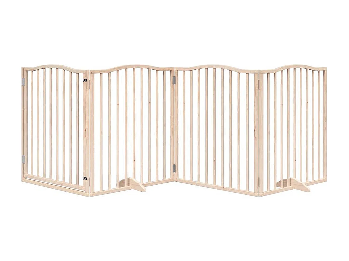 Barrière pour chiens avec porte 4 panneaux bois de peuplier