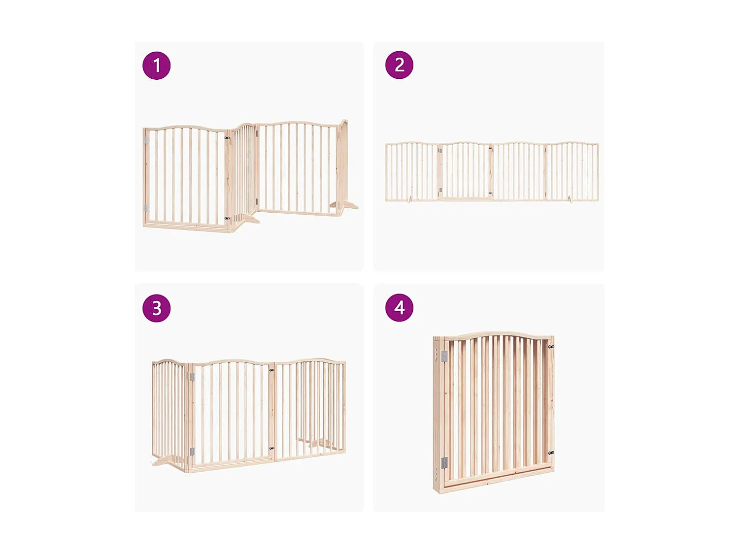 Barrière pour chiens avec porte 4 panneaux bois de peuplier