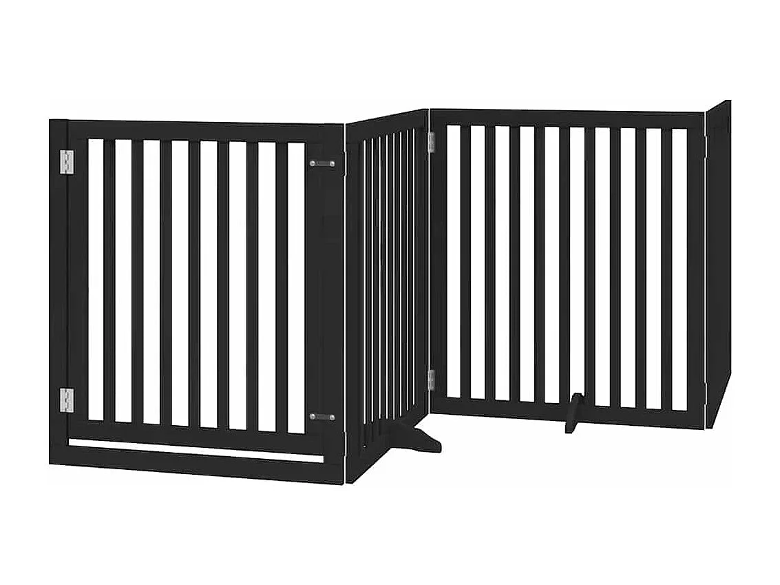 Portão para cães com porta dobrável 8 painéis 640 cm álamo preto