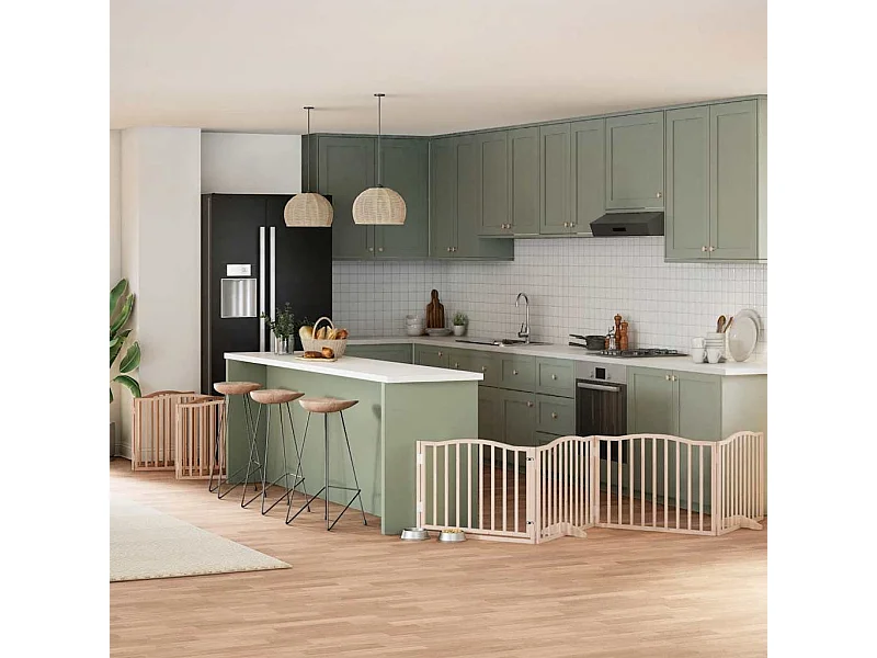 Puerta para perros plegable 12 paneles madera de álamo 960 cm