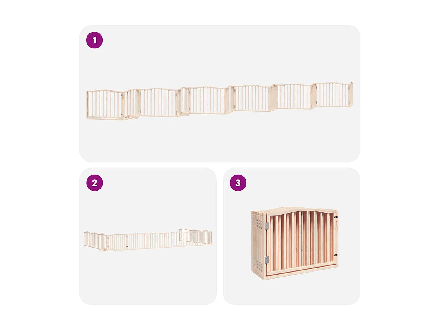 Barrière pour chien porte pliable 12 panneaux bois de peuplier