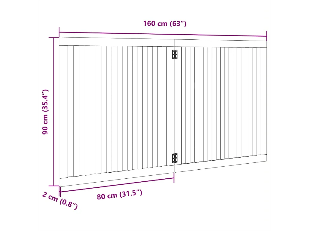 Puerta para perros plegable 2 paneles madera álamo blanca 160cm