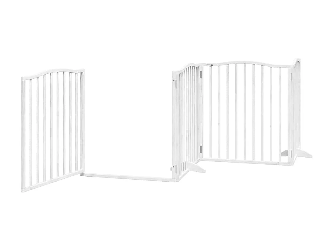 Puerta de perros plegable 12 paneles madera álamo blanca 960 cm