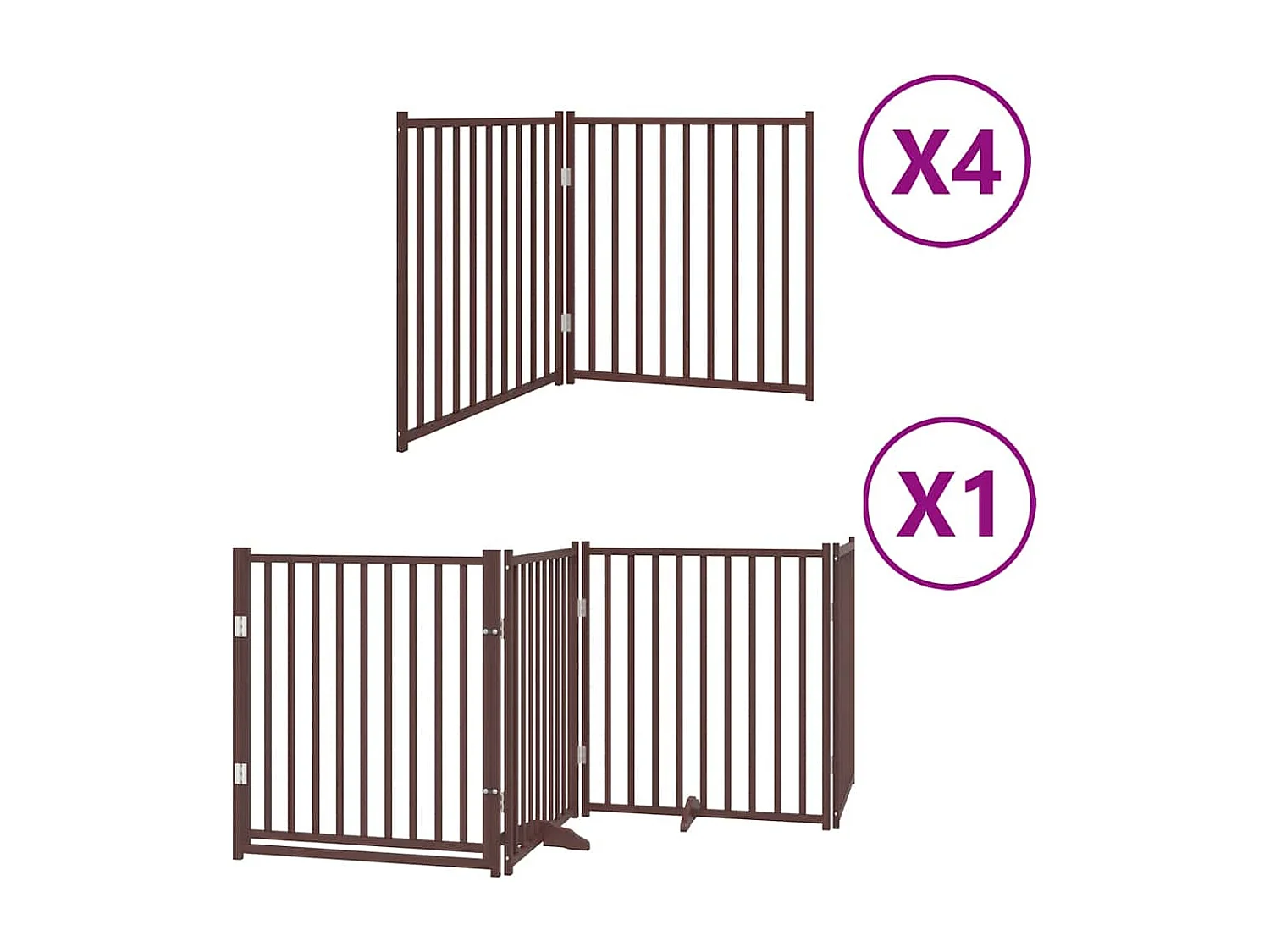 Puerta de perros plegable 12 paneles madera álamo marrón 960 cm