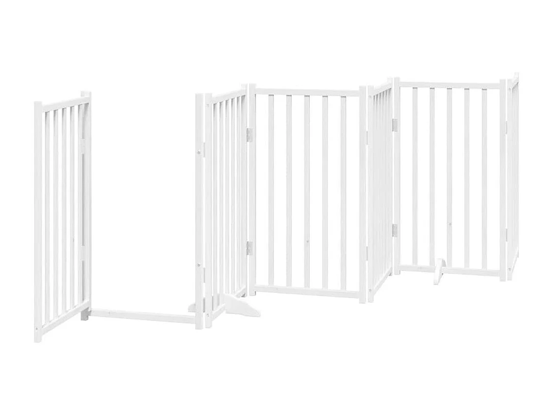 Barrière pour chien porte pliable 9 panneaux blanc bois peuplier