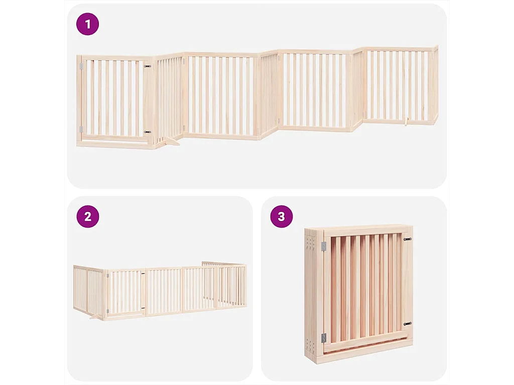 Puerta para perros plegable 8 paneles madera de álamo 640 cm