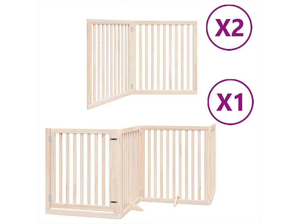 Barrière pour chien porte pliable 8 panneaux bois de peuplier