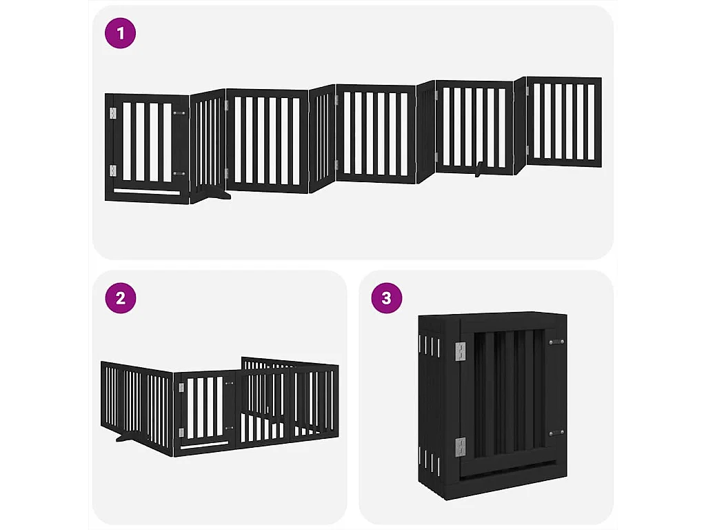 Barrière pour chien porte pliable 9 panneaux noir bois peuplier