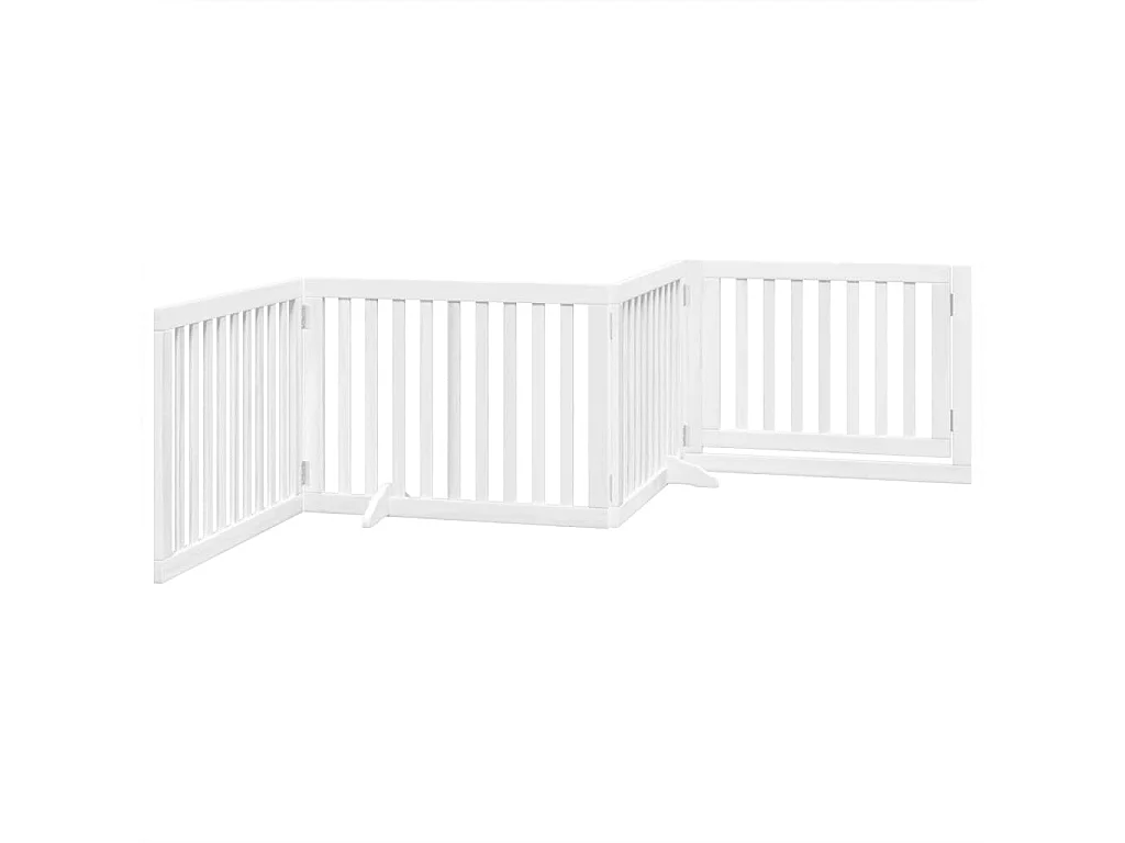 Portão para cães com porta dobrável 4 painéis 320 cm álamo branco