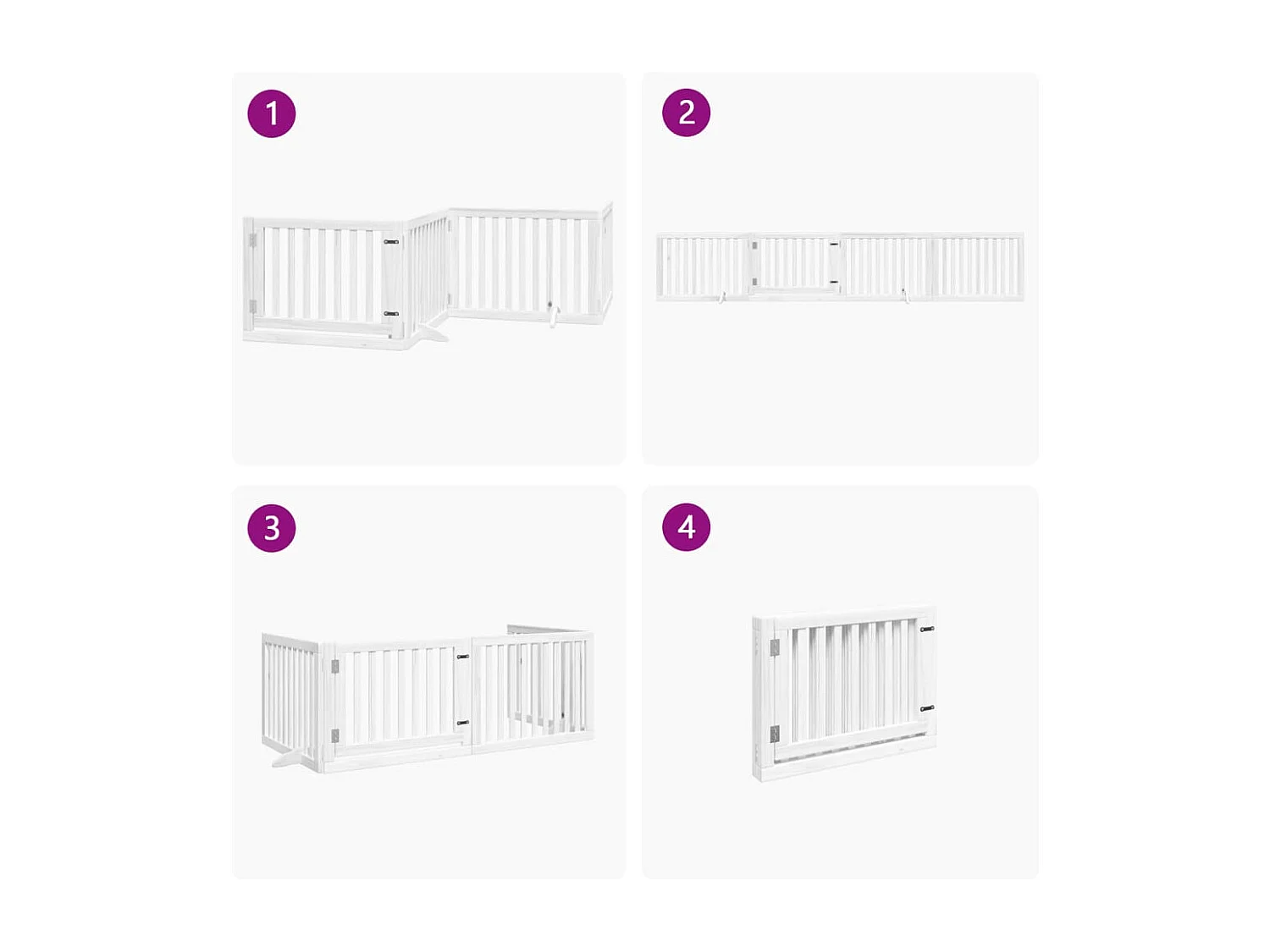 Portão para cães com porta dobrável 4 painéis 320 cm álamo branco