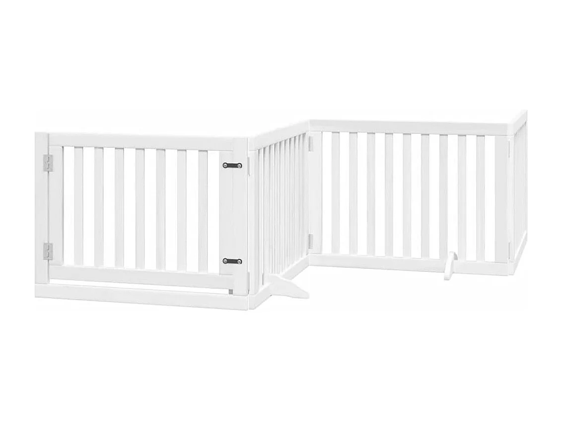 Hondenhek inklapbaar met deur 4 panelen 320 cm populierhout wit