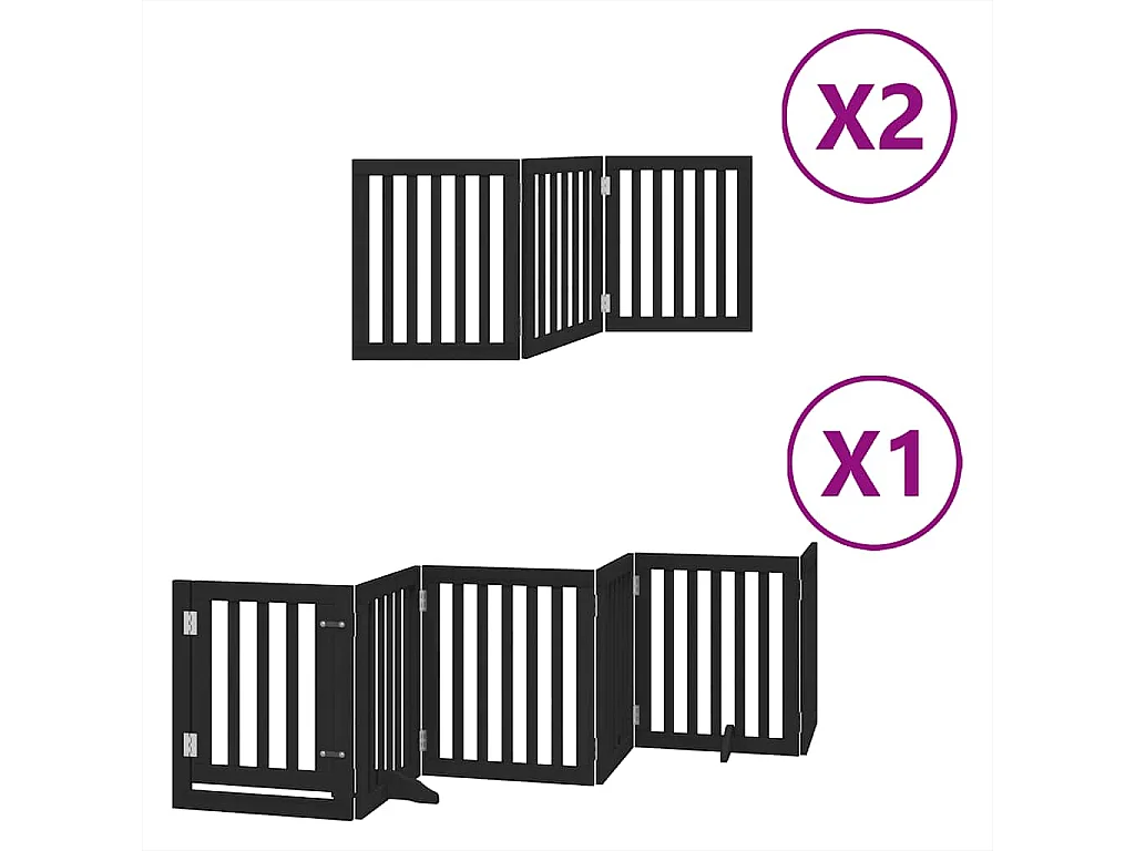 Portão para cães com porta dobrável 12 painéis 600 cm álamo preto