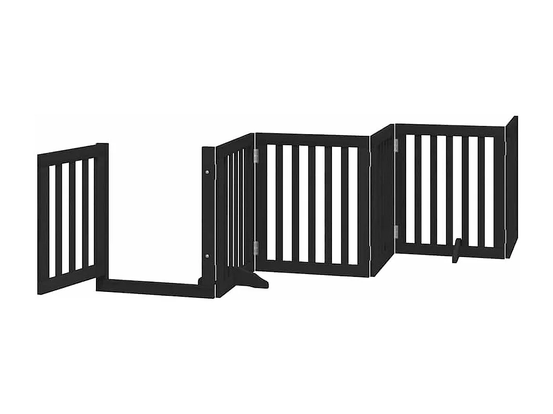 Portão para cães com porta dobrável 12 painéis 600 cm álamo preto