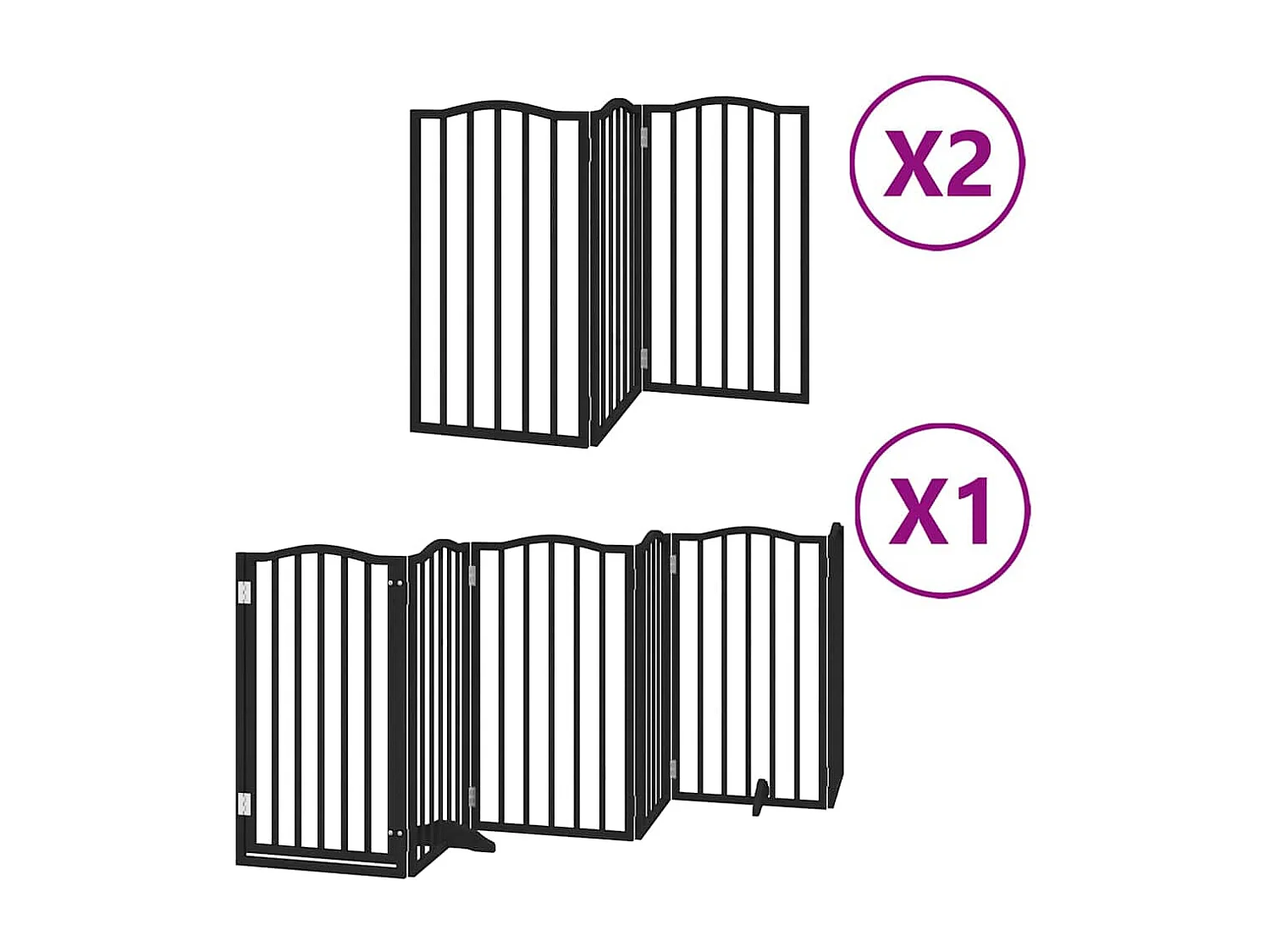 Portão para cães com porta dobrável 12 painéis 600 cm álamo preto