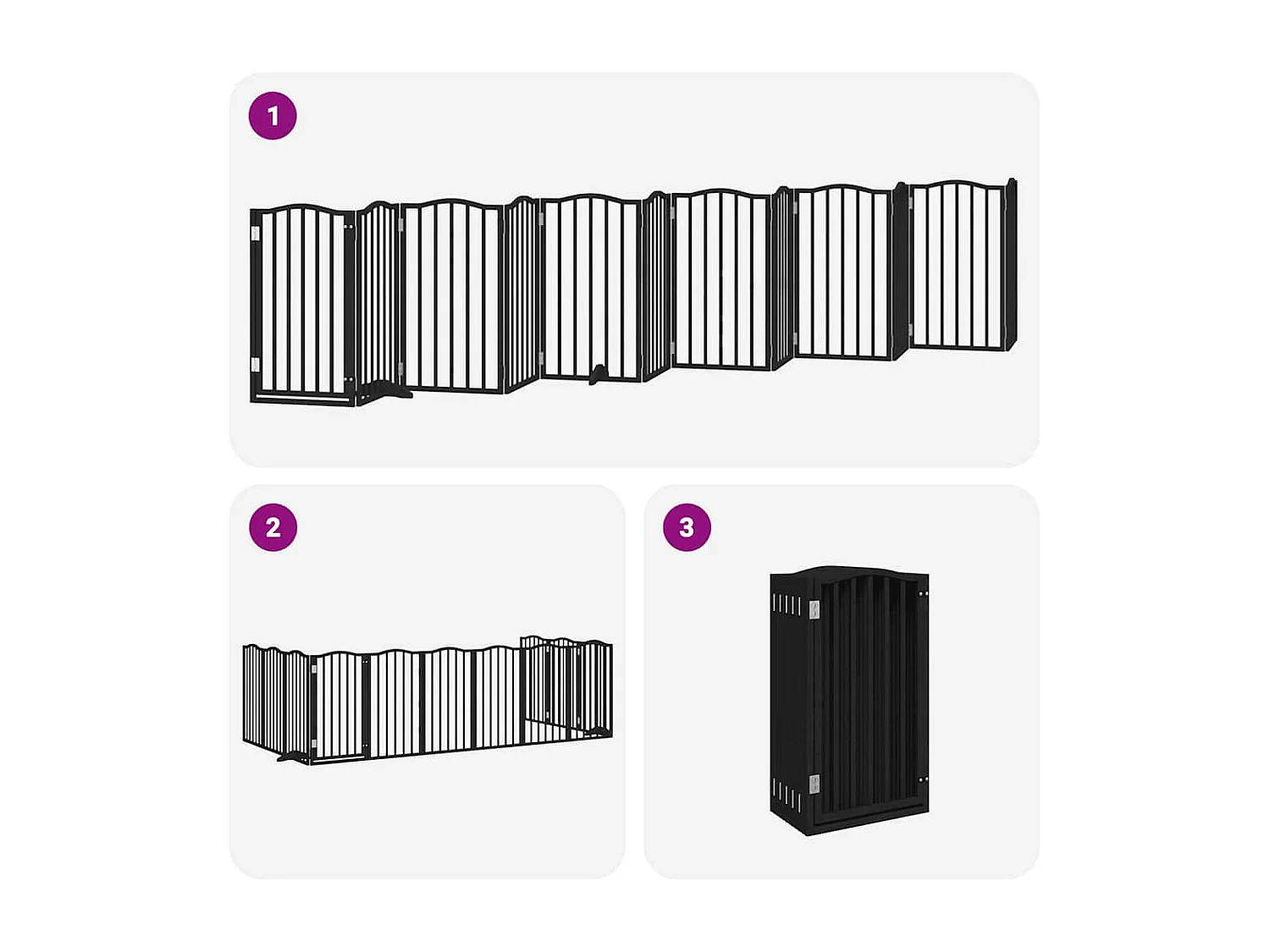 Portão para cães com porta dobrável 12 painéis 600 cm álamo preto