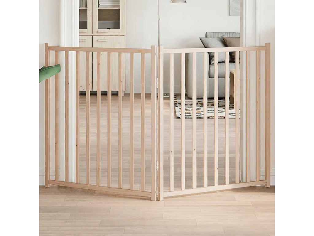 Barrière pour chien pliable 2 panneaux 160 cm bois sapin massif