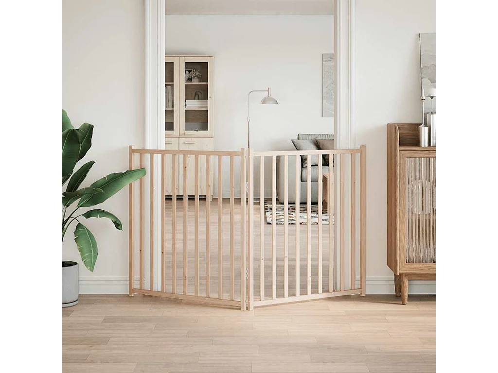 Barrière pour chien pliable 2 panneaux 160 cm bois sapin massif