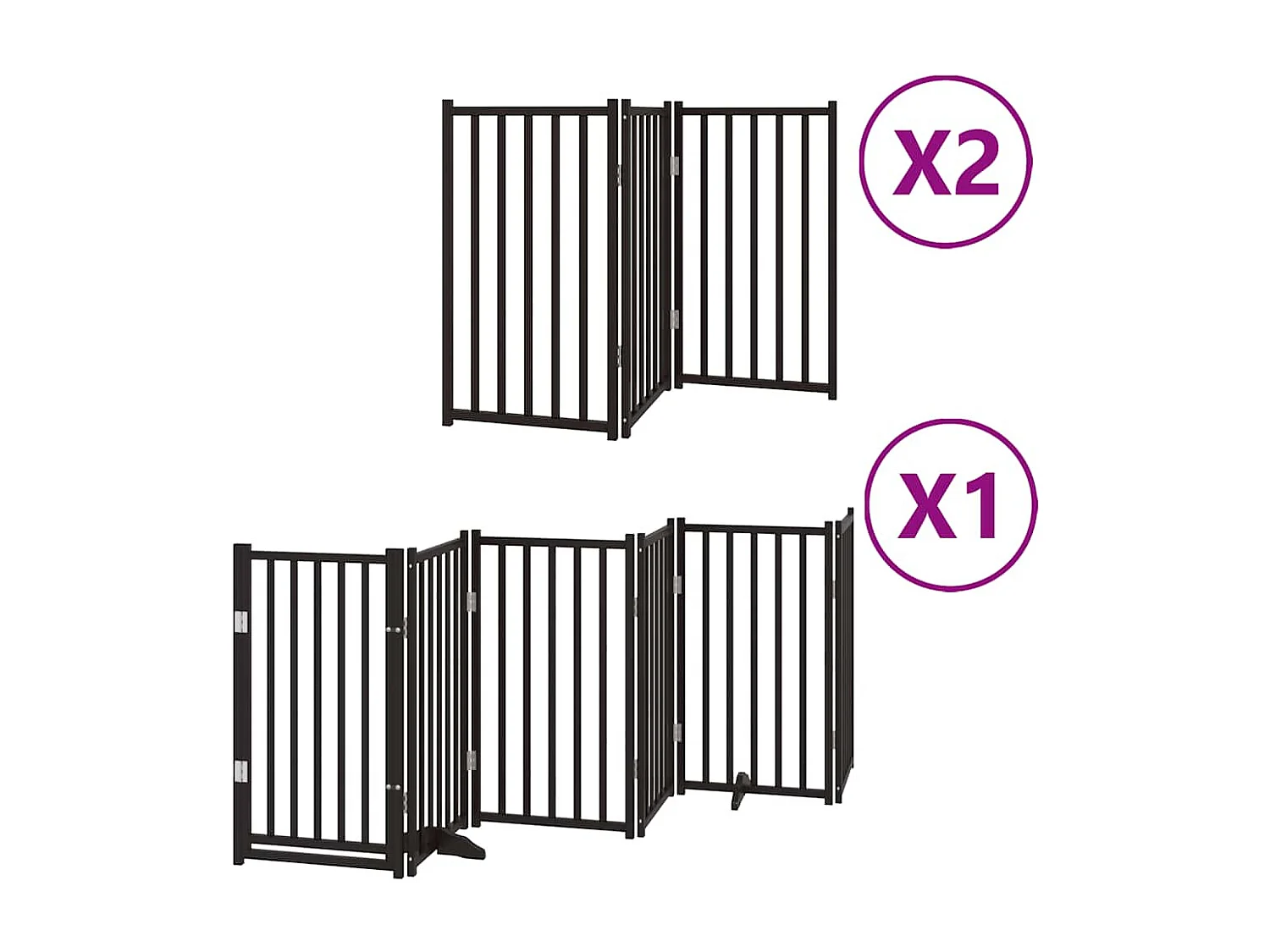 Portão para cães com porta dobrável 12 painéis 600 cm álamo preto