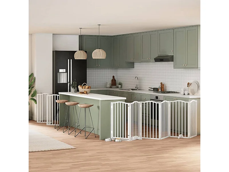 Barrière pour chien porte pliable 15 panneaux bois de peuplier