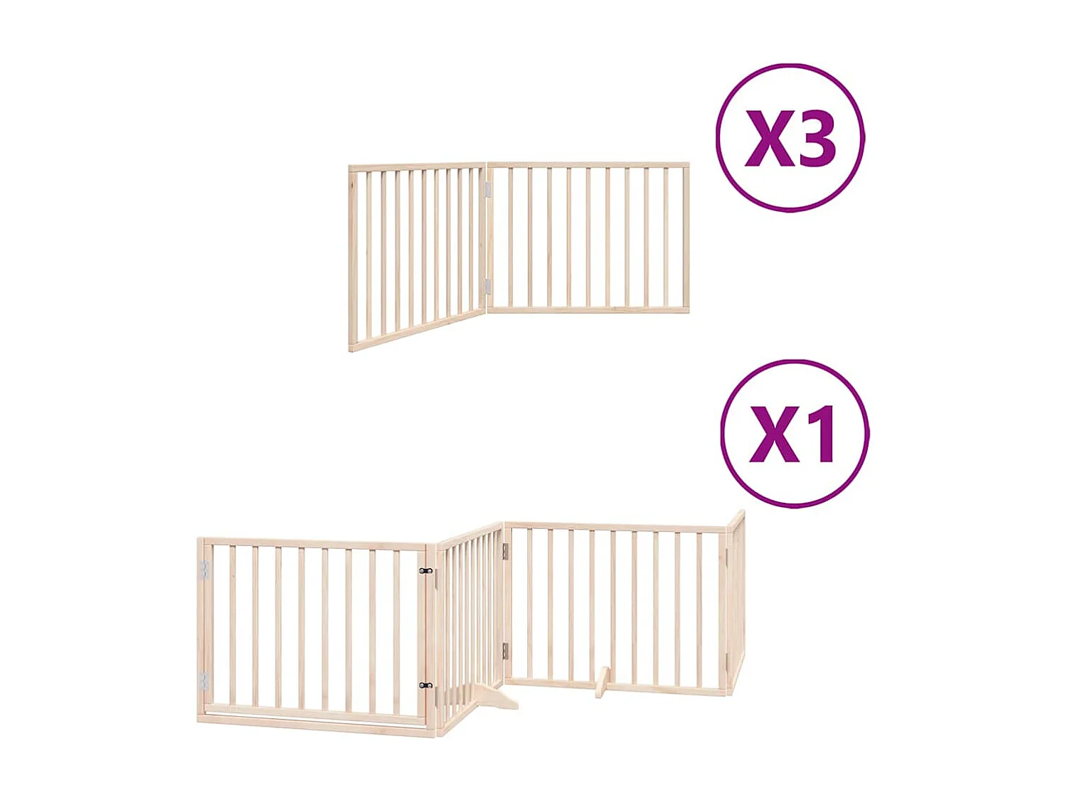 Barrière pour chien porte pliable 10 panneaux bois de peuplier