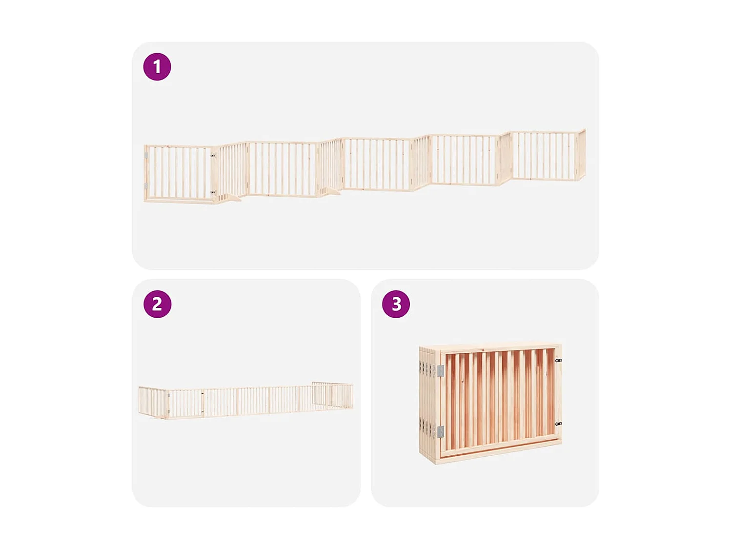 Barrière pour chien porte pliable 10 panneaux bois de peuplier