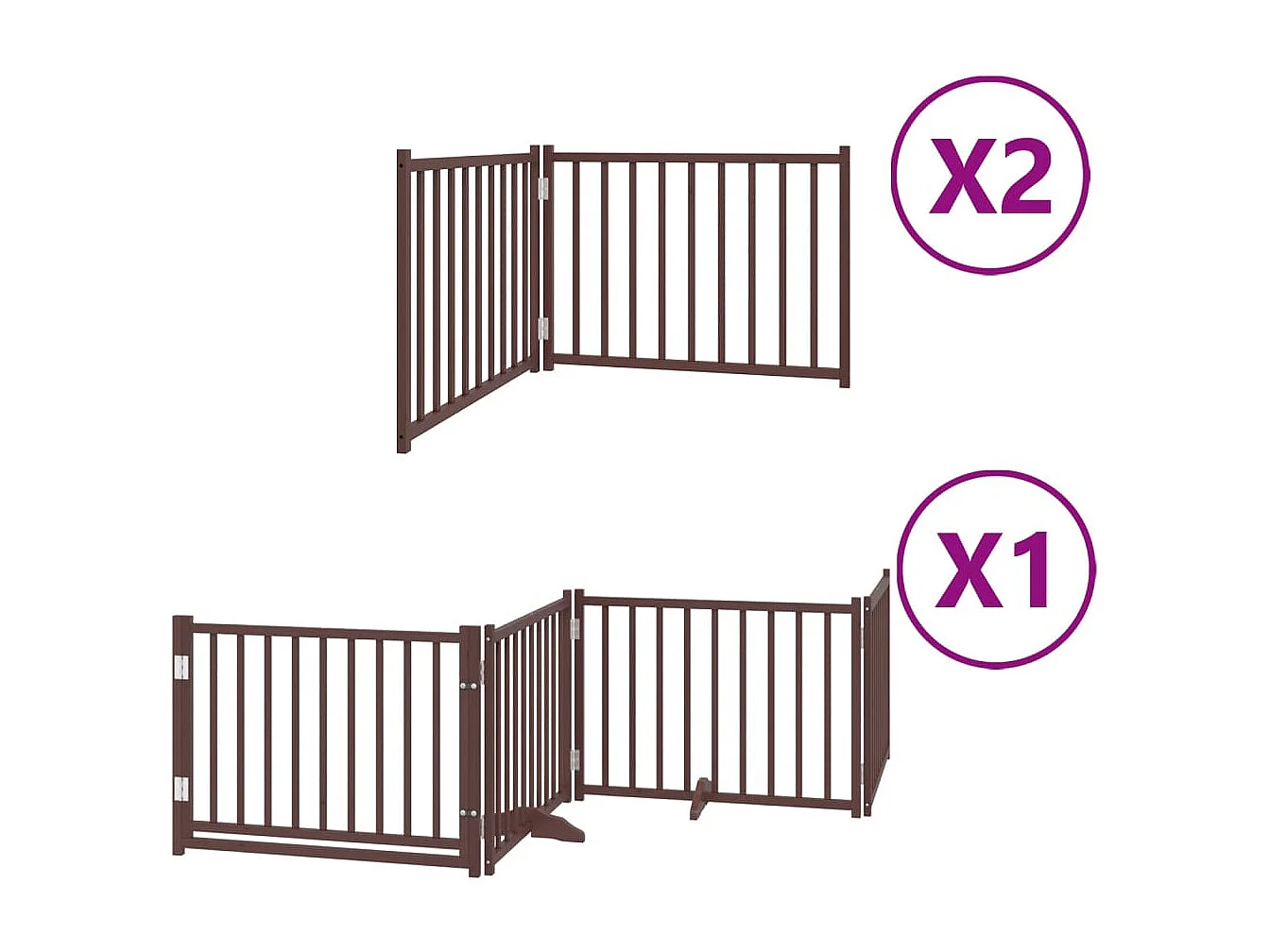 Barrière pour chien porte pliable 8 panneaux bois de peuplier