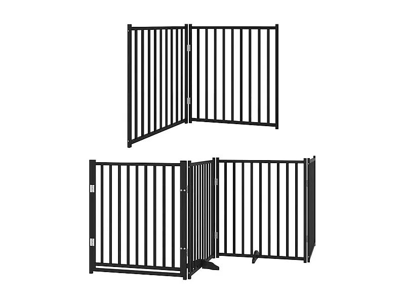 Barrière pour chien porte pliable 10 panneaux noir bois peuplier