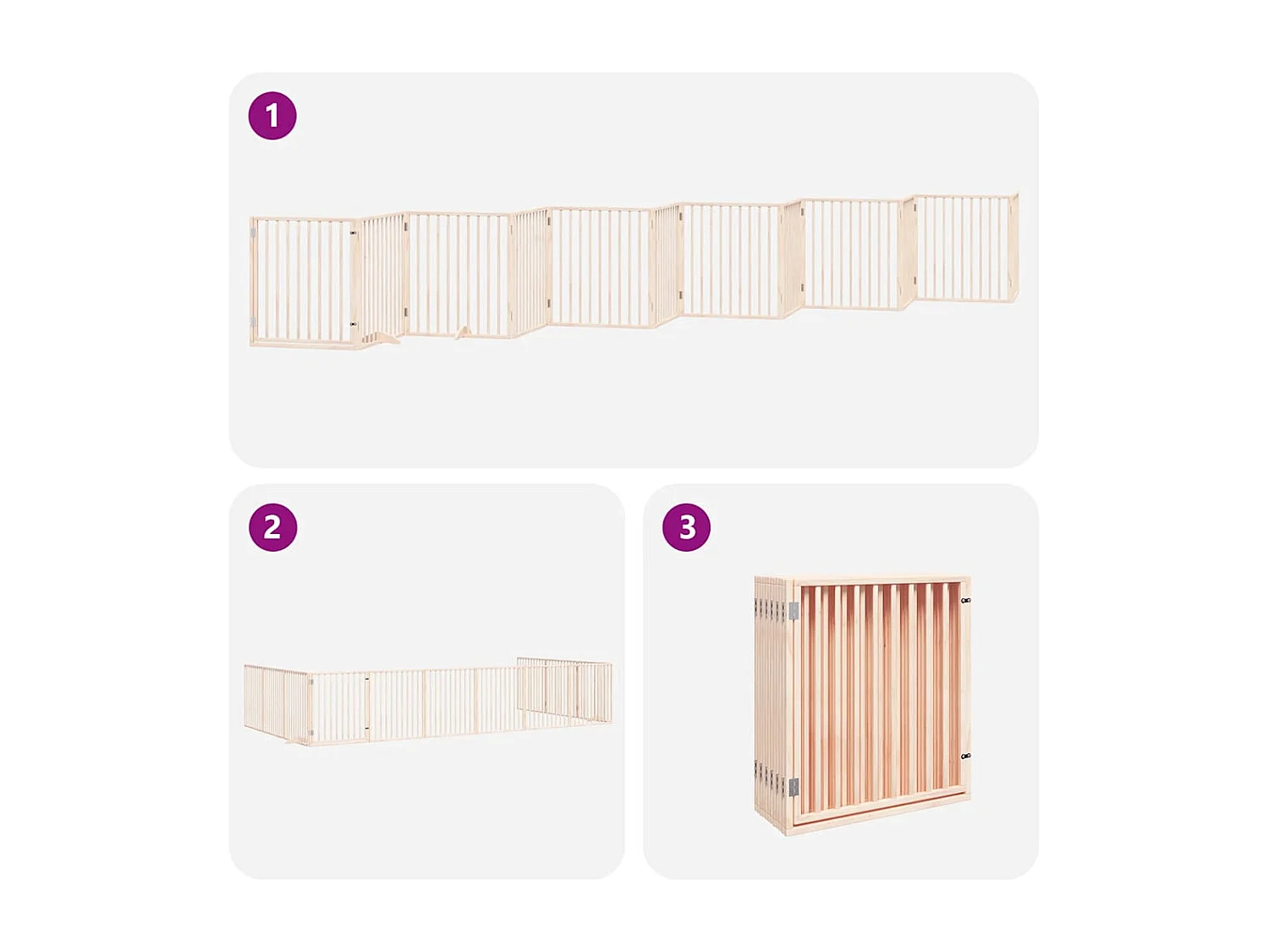 Barrière pour chien porte pliable 12 panneaux bois de peuplier