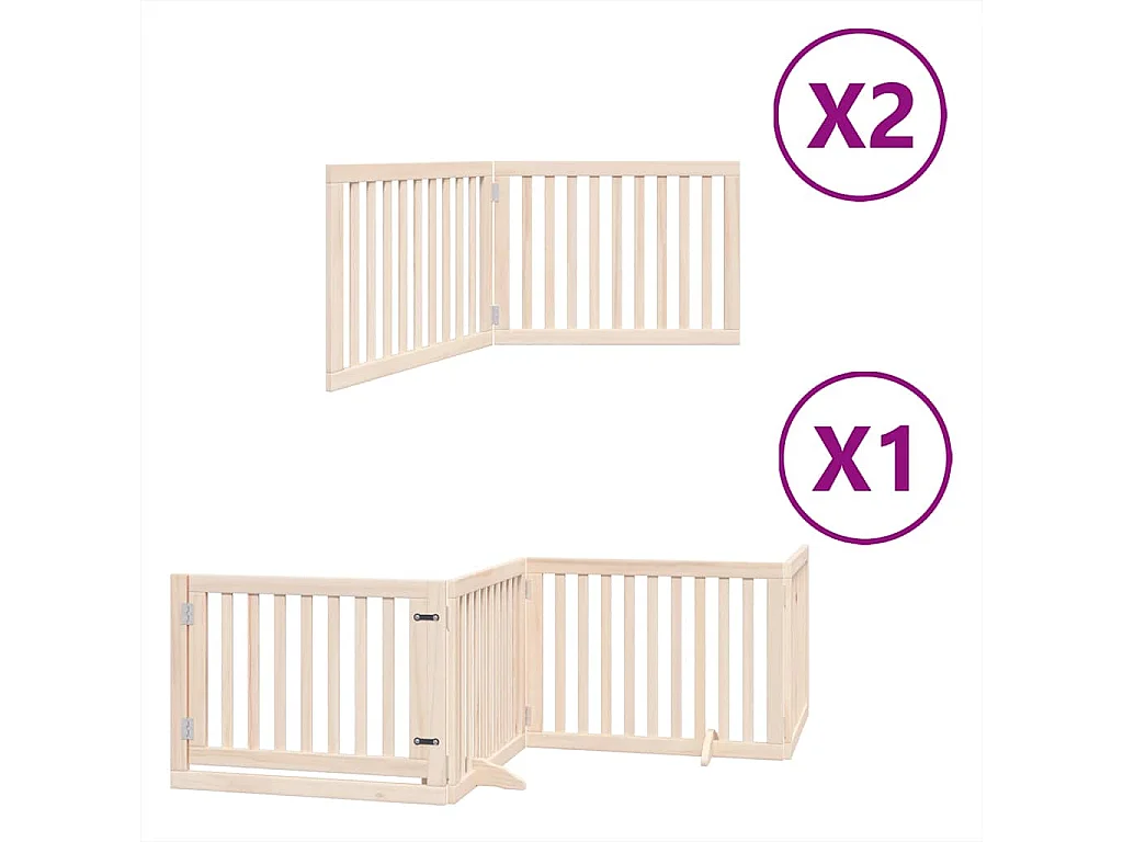 Puerta para perros plegable 8 paneles madera de álamo 640 cm