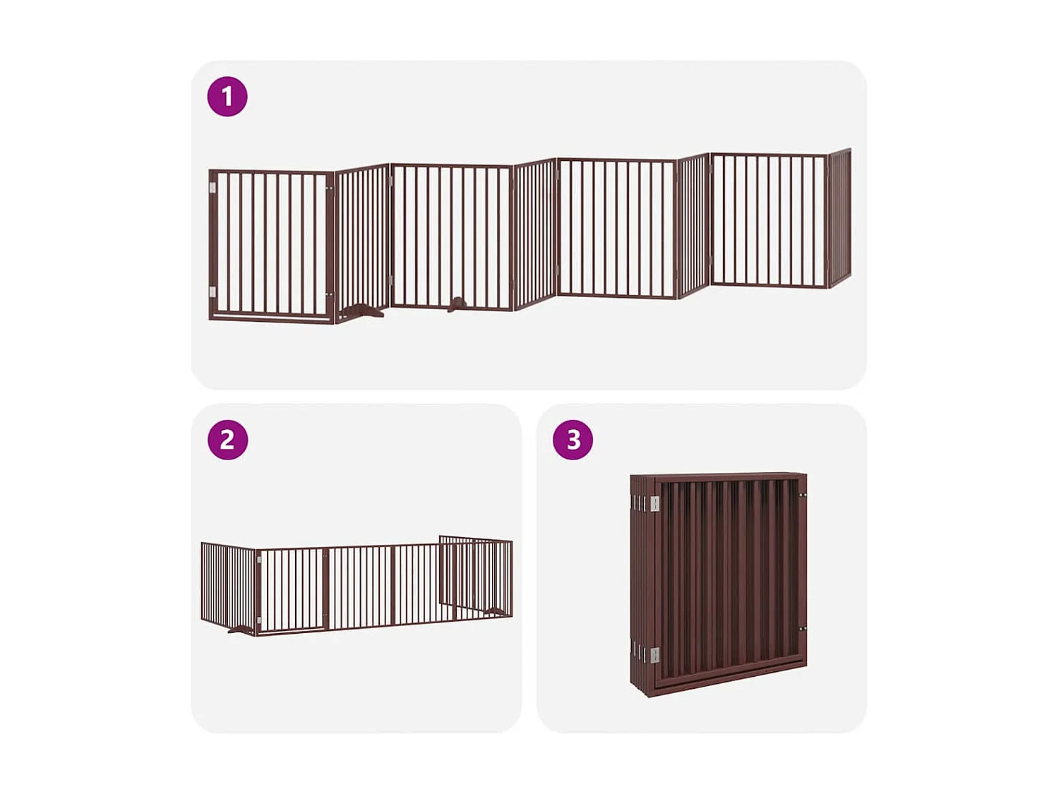 Portão cães com porta dobrável 8 painéis 640 cm álamo castanho