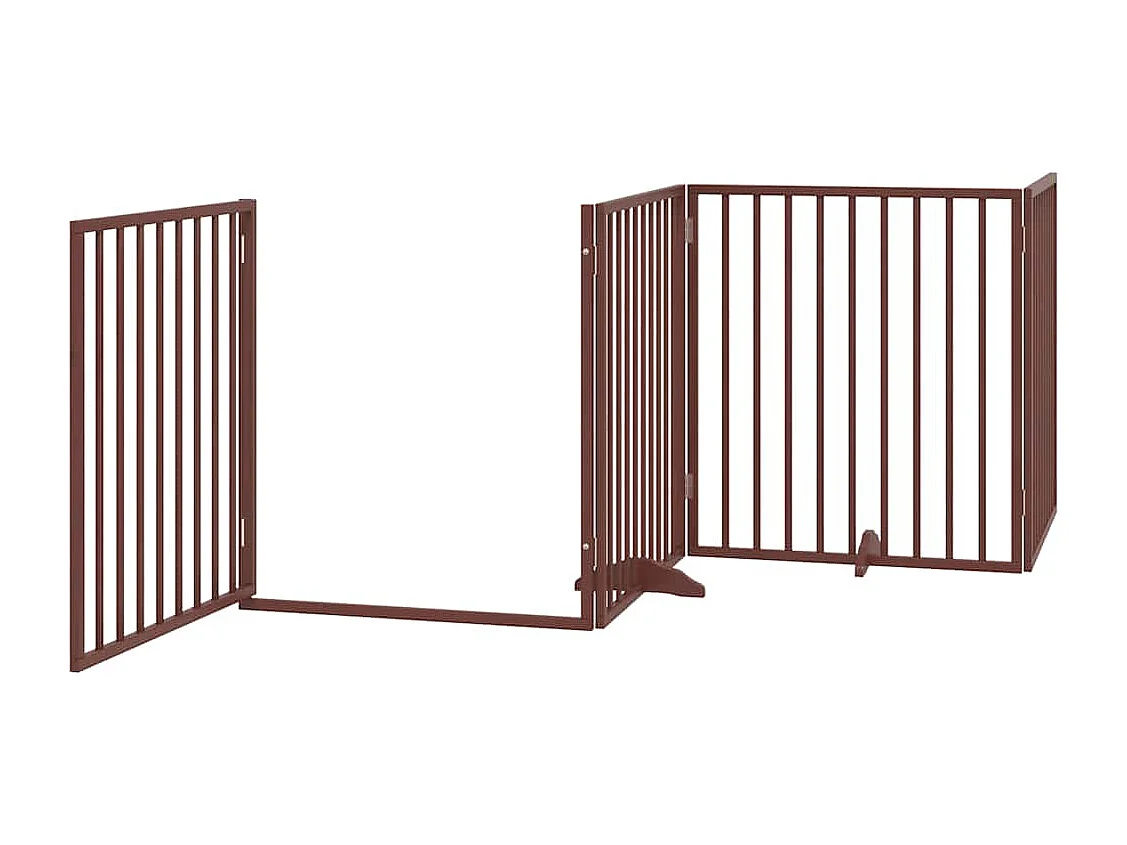 Portão cães com porta dobrável 8 painéis 640 cm álamo castanho