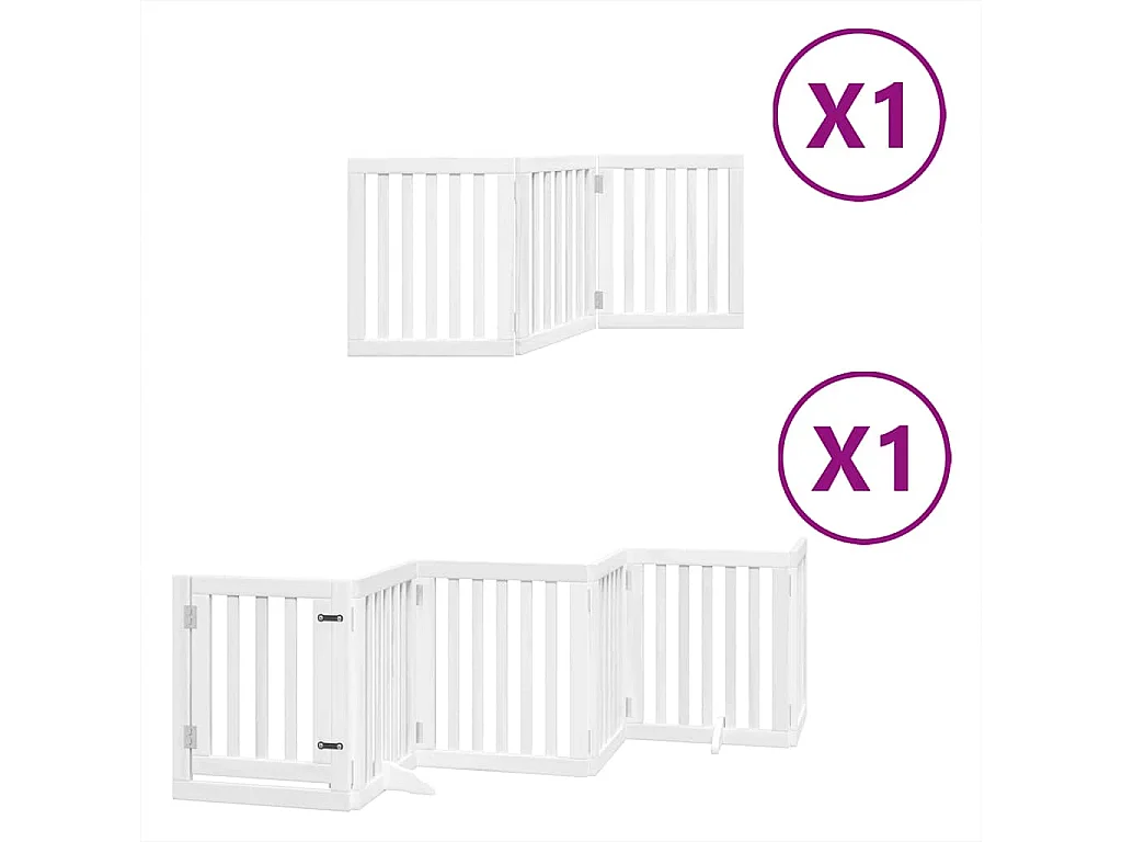 Barrière pour chien porte pliable 9 panneaux blanc bois peuplier