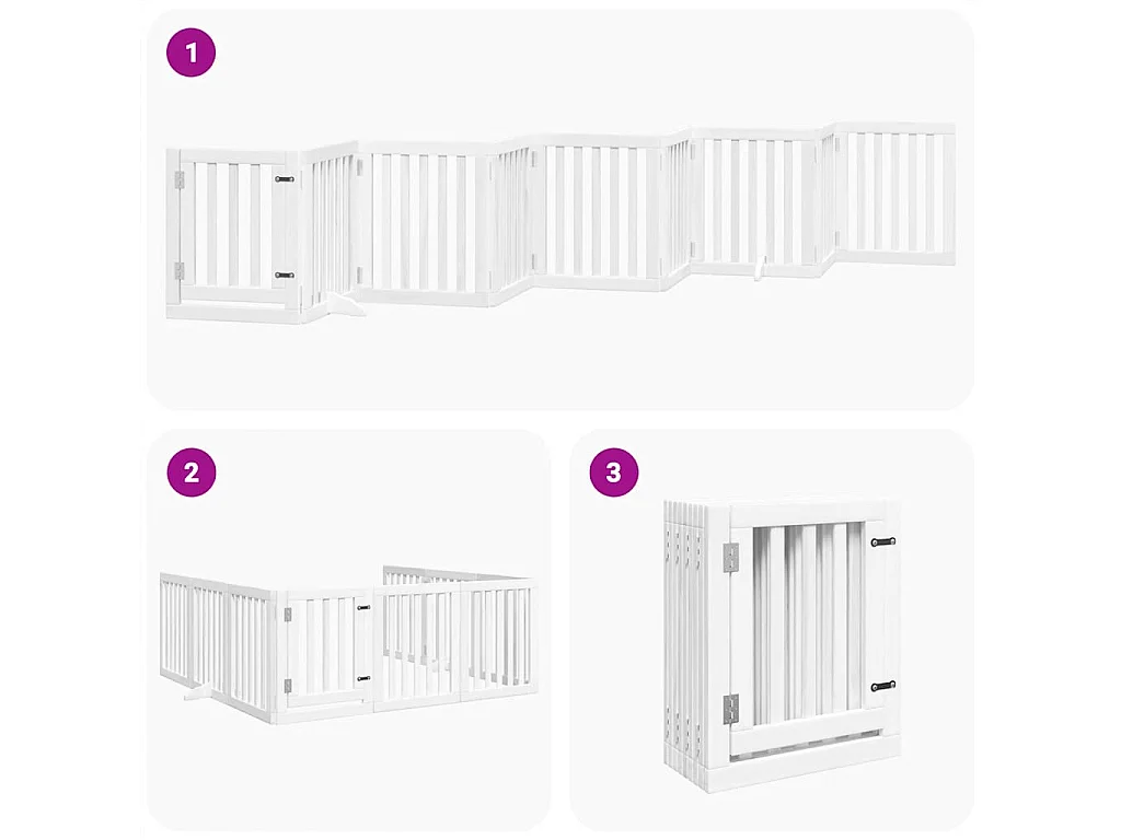 Barrière pour chien porte pliable 9 panneaux blanc bois peuplier