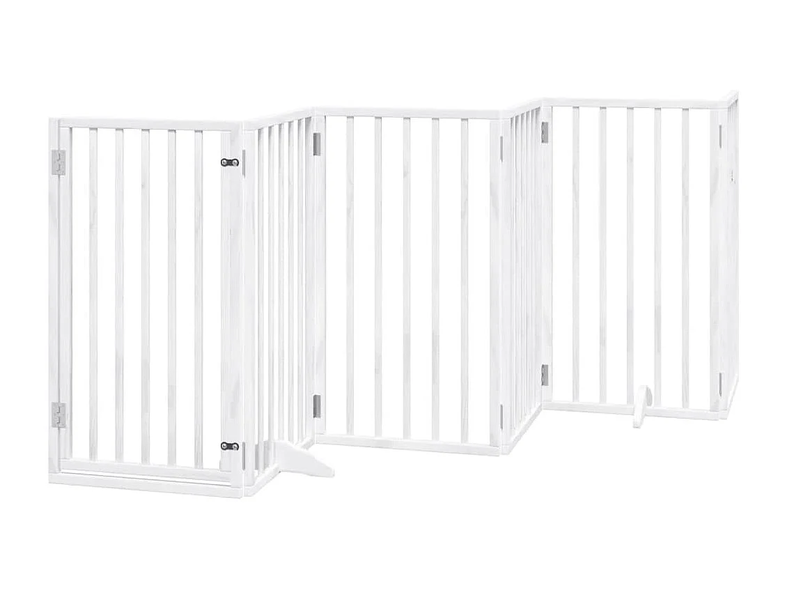 Portão para cães com porta dobrável 6 painéis 300 cm álamo branco