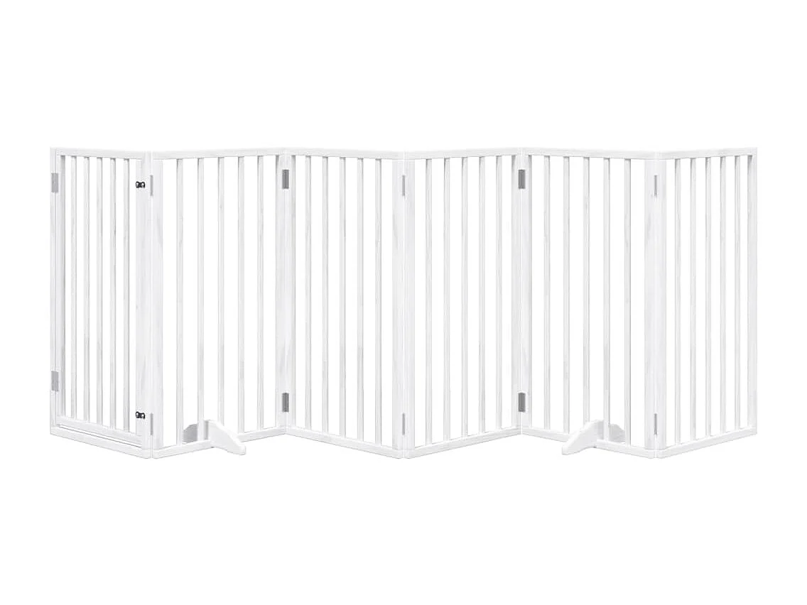 Portão para cães com porta dobrável 6 painéis 300 cm álamo branco