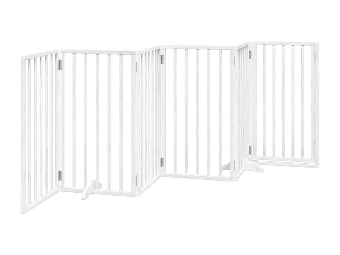 Porte pour chien pliable à 6 panneaux, blanche, 300 cm, bois de peuplier