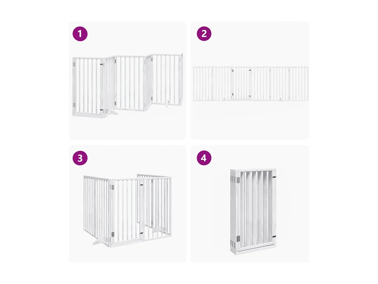 Porte pour chien pliable à 6 panneaux, blanche, 300 cm, bois de peuplier